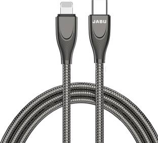 JABU Lightning Cable 2 m Steel Mesh meter Fast Charging Cable Extra Strong C to Lightning
