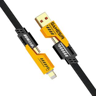 GameSir Lightning Cable 1 m Metal Braided 4-in-1 Lightning Cable – 1m USB C, Lightning, USB A, 66W Fast Charging, Dual Device Support