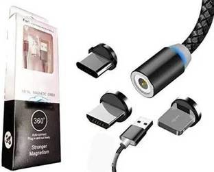 SANNO WORLD Magnetic Charging Cable 2.4 A 1 m Multi 3-in-1 Cable Charger with LED for Android, All Type C Mobiles