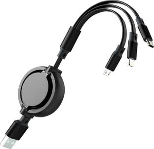 MOBIZAC 3-in-1 Cable 3 A 0.9 m PVC 3 in 1 Fast Charging Cable for Android Smartphones, Type C Smartphone, iOS Phone
