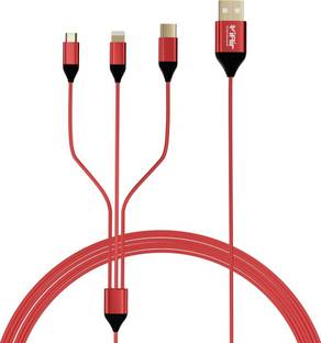 IAIR Micro USB Cable 1.25 m D14 3 in 1 Right Angled Multi USB Charging Cable(Red)