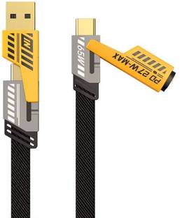TECHGEAR Power Sharing Cable 1.2 m 4 in 1 Convertible Metal Fast Data Cable, Braided Cable 65W USB C USB A, Multiple Charging Cable