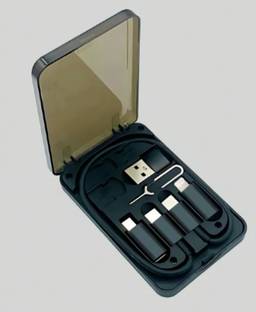 SANNO WORLD Power Sharing Cable 6.5 A 300 m Multi-Functional Compact Cable Card, Portable Storage Box with USB A/Type C/Micro USB/Light USB Adapter Kit