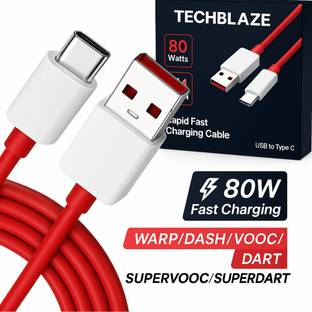 TechBlaze USB Type C Cable 8 A 1 m TPE WARP/Dash Charging Type c Charger Cable Compatible for One Plus Vooc/SuperVooc/Dart/Superdart