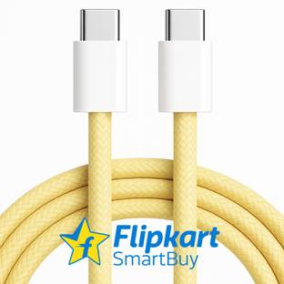 Flipkart SmartBuy Type C 3 A 1 m TPE Braided 60W Fast Charging Type C to Type C Data Cable Compatible with iPhone 15/iPhone 16, Compatible with Samsung Type C Phones & Type C Devices | Type C Cable | C to C Cable
