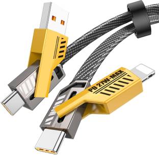 Punnkk Type C 1 m 4 in 1 Convertible Metal Fast Data Cable Braided Cable 65W USB C USB A Multiple Charging Cable