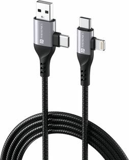 Portronics Type C 1 m Konnect 4 IN 1 Multi Functional with Nylon Braided Fast for Android, iOS Devices