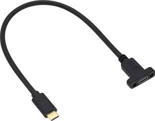 Darahs Type C 0.3 m Panel Mount Adapter Cable USB-C 3.1 Gen2 10Gbps Male to USB C Female Panel Mount Screw Cable Supports Charging,Data,Audio,Video Cable for Laptop,Tablet,Mobile Phone(0.3M/1ft)
