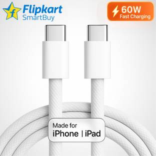 Flipkart SmartBuy Type C 3 A 1 m TPE 60W Fast Charging Type C to Type C Data Cable Compatible with iPhone 15/iPhone 16, Compatible with Samsung Type C Phones & Type C Devices | Type C Cable | C to C Cable