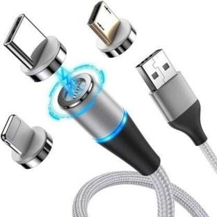 UnicornGlazz Type C 1.5 A 1.5 m Magnetic super Fast Charging Cable, 360 Degree 3in1 Jack, LED Indicator Light Cable
