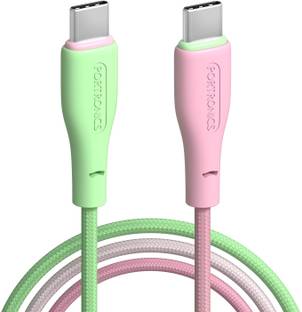 Portronics Type C 1 m Hue X 60W Dual Tone Colour Type C Fast Charging Cable 480Mbps Data Sync, Premium Braided Cable