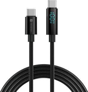 Portronics Type C 5 A 1.2 m Konnect View 100W Type C to Type C Cable with LED Display