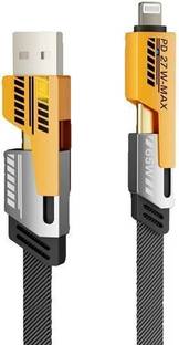 VOOCfiT USB Type C Cable 13 A 1 m Nylon METAL 4 in 1 cable 65W Fast Charging , 27W Compatible for- ios & Android with MFI Certified cable