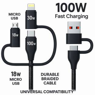 ULTRADART USB Type C Cable 6.5 A 1 m braided 6-in-1 Multi Charging Cable | USB-A & USB-C to Type-C, Lightning & Micro USB | Universal Charging | Braided Strong Cable
