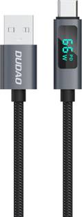 DUDAO USB Type C Cable 5 A 1 m 66W PD, Braided Nylon, Smart LED Power Display L7T 66W Fast Charging Cable | USB-A to USB-C with Digital Power Display | PD & QC Quick Charge |Durable Nylon Braided Data Cable