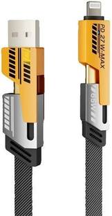 VOOCfiT USB Type C Cable 13 A 1 m Nylon METAL 4 in 1 cable 65W Fast Charging , 27W Compatible for- ios & Android with MFI Certified cable