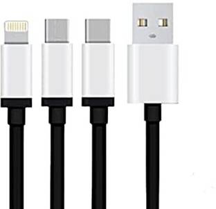 Tessco USB Type C Cable 1 m GU-331 3 in 1 USB Cable for Type-C, Micro USB, for all Smartphones, Tablet with Rapid Charging Support and Fast Data Sync (1M, Black)