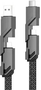 focus USB Type C Cable 1.5 m 4 in 1 Metal Flat Braided Indestructible Cable 60W with to type C, type C to C, to type A compatible for iPhones, iPads, MacBook, Type C Laptops, 60W [Fast Charging & Data Sync] Flat Braided Anti-Tangle Charger Multi Charging Velcro Cable with Lightning/Type C/USB A "