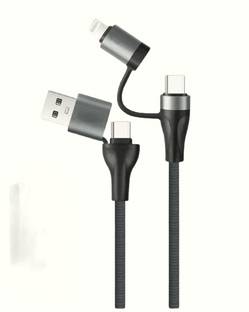 HRYFiNE USB Type C Cable 1 m braided 4-in-1 Type-C & Lightning with 65W Fast Charging, 480Mbps Data Sync