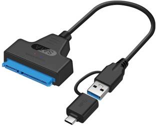 RuhZa SATA III to Cable USB3.0 USB C External Hard Drive Converter SATA 22Pin 2 in 1 SSD HDD Adapter Support UASP for 2.5'' HDD SSD USB Cable