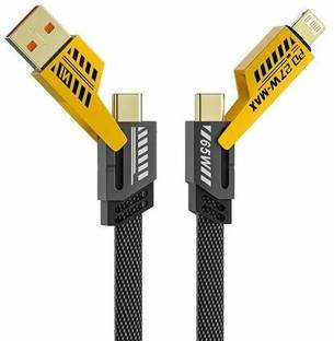 VOOCfiT USB Type C Cable 13 A 1 m Nylon METAL 4 in 1 cable 65W Fast Charging , 27W Compatible for- ios & Android with MFI Certified cable