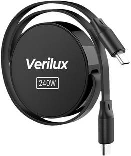 Verilux USB Type C Cable 5 A 1.5 m Retractable USB C to USB C Cable 240W Fast Charging Cable