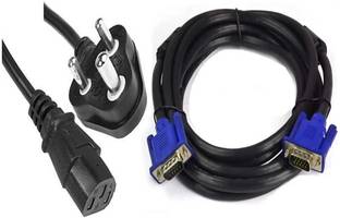 BALRAMA 2pc Set Power Cable + VGA Cable Desktop CPU Printer Monitor Vga to Vga Cord Wire Combo Set