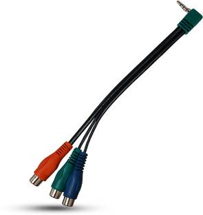 Octec Video Cable 0.2 m AV 3.5mm Male to 3 RCA Female Adapter – 15CM Audio Video Cable for TV, Set-Top Box, and Dance Machine – Universal Connector for HD Devices