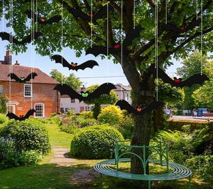 Incrizma Black 12 PCS Hanging Bats Halloween Decoration,Halloween Bats Spooky Flying Bats Décor
