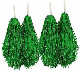 MOREL Green SET 4 CHEER POM POM FOR CHEER-LEADING FLUFFY METALLIC FOR CHEERING DANCE