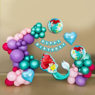 specialyou.in Special You Mermaid Theme Birthday Decoration Items for Girls with Pink, , Purple, Dark Green and Red Balloons and Mermaid foil Balloon