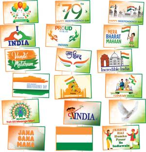 1iAM Multicolor Independence Day Decoration Items Pack of 39- Photobooth Props & Bamboo Sticks