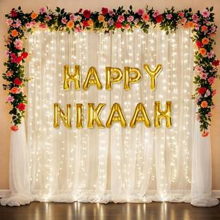 specialyou.in Golden Nikaah Ceremony Decoration, Happy Nikaah, Wedding Backdrop Decoration