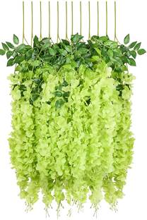 specialyou.in Special You Green Wisteria Artificial Flowers Hanging, (3.6Ft Long) for Home Decoration, Diwali, Navratri, Wedding, Birthday, Party Decoration- Pack of 12
