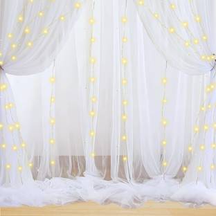 1iAM 4 Pieces White Decoration Net and 2 Piece Rice Light for Birthday, Anniversary, Photoshoot, Wedding, Romantic Dinner, Valentine's Day