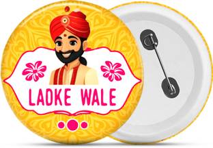 ZYOZI Yellow Ladke Wale Wedding Badges,Badges For Groom's Family-Decoration Kit (PACK OF 6)