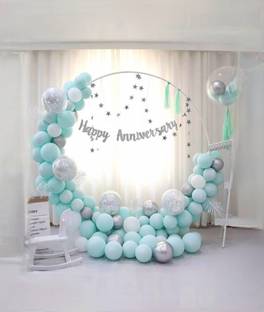 B J CREATION White Colour Round Arch Balloon Decoration Stand