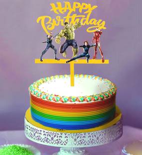 FUNCART Gold Superhero Acrylic Happy Birthday Cake Topper
