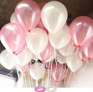 AMFIN White, Light Pink Metallic Balloons