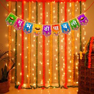 ZYOZI Multicolor Diwali Decorations Items For Diwali-Deepawali Banner And Rice Light (Pack Of 2)