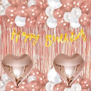 GLOBALPARTY Happy Birthday Decoration Rose Gold Pack Of 34 Anniversay party, Baby Shower, Decoration Girls, Boys