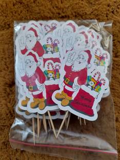Partybus Red Santa Cup Cake Toppers