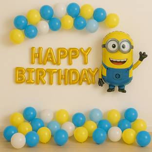 gracia Yellow, Blue Birthday Decoration Combo of minion theme for kids - Set of 50 Pcs