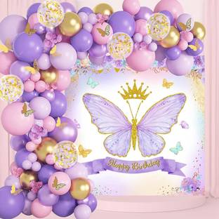 specialyou.in Pastel Purple, Pink Balloons for Decoration, Butterfly Birthday Decoration Kit for Girls & Women