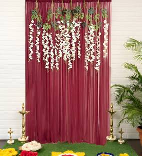 specialyou.in Red, White Red curtains for Decoration, White Wisteria hangings for Backdrop Decoration |