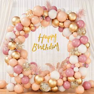 specialyou.in Special You Pastel Theme Birthday Decoration items, pastel balloons Peach, Gold, Pink & white balloons for decoration, balloons for birthday decor - 57 Pcs
