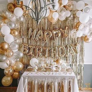 GLOBALPARTY Happy Birthday Decoration Combo kit 60 Golden These amazing birthday decorations decor for your celebration.