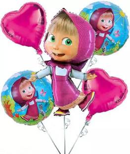 ffsd Boys /Girls Balloons & Decoration (5 Pcs) Masha and Bear Character foil Balloon for birthday theme party decoration