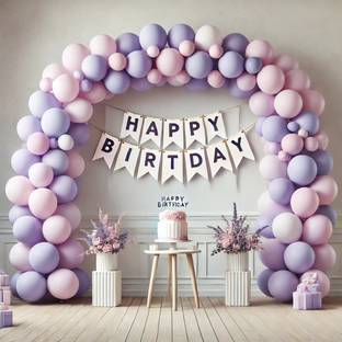 gracia Purple, Pink Birthday Decorations Kit for Girls/Boys/Women/Husband/Couples/Wife-Set of 95 Pcs