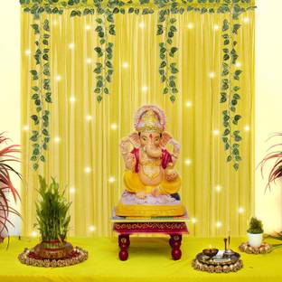 specialyou.in गणपति मंडप गणेश चतुर्थी डेकोरेशन आइटम्स,बैकड्रॉप फॉर पूजा डेकोरेशन - 350 g